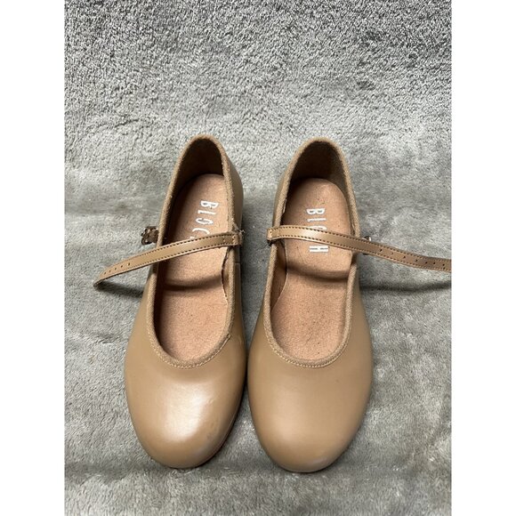 Bloch 12 Tap Dance Shoe, Nude Brown Tan Faux Leather Mary Jane Style Performance - Picture 1 of 5